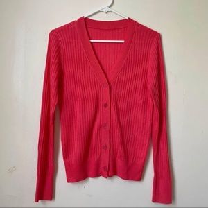 LOFT New bright coral pink cardigan